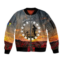 Cook Islands ANZAC Day Sleeve Zip Bomber Jacket Lest We Forget LT05 Unisex Grey - Polynesian Pride