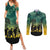 Norfolk Island ANZAC Day Couples Matching Summer Maxi Dress and Long Sleeve Button Shirt Lest We Forget LT05 Dark Cyan - Polynesian Pride