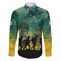 Norfolk Island ANZAC Day Family Matching Long Sleeve Bodycon Dress and Hawaiian Shirt Lest We Forget LT05 Dad's Shirt - Long Sleeve Dark Cyan - Polynesian Pride