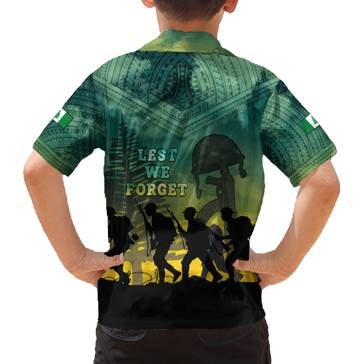 Norfolk Island ANZAC Day Family Matching Puletasi and Hawaiian Shirt Lest We Forget LT05 - Polynesian Pride