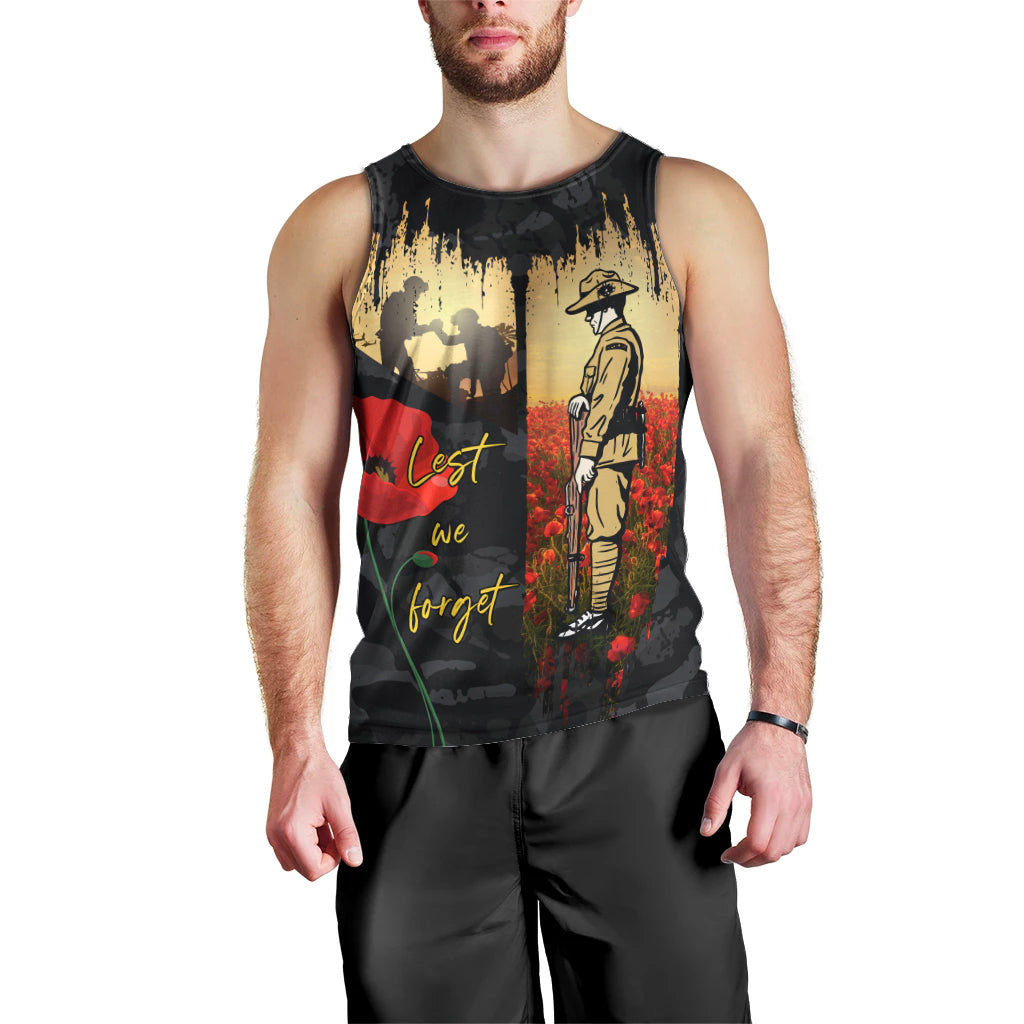 Tokelau ANZAC Day Men Tank Top Lest We Forget LT05 - Polynesian Pride