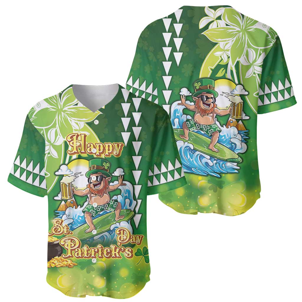 Hawaii Saint Patrick's Day Baseball Jersey Funny Surfing Leprechaun LT05 - Polynesian Pride