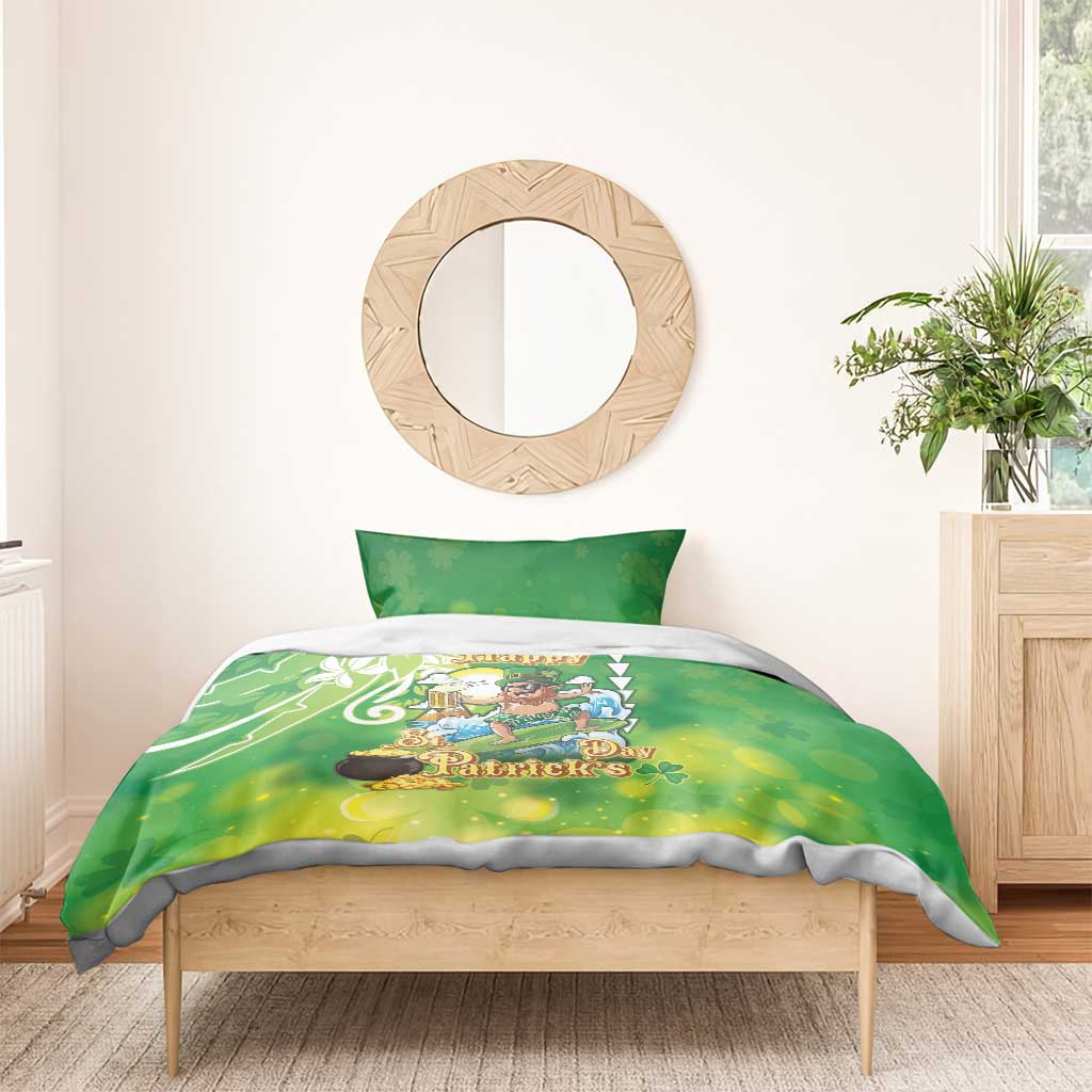 Hawaii Saint Patrick's Day Bedding Set Funny Surfing Leprechaun