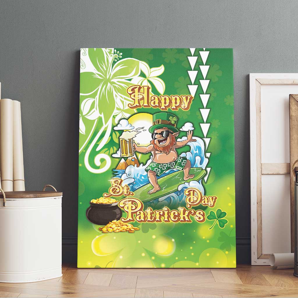 Hawaii Saint Patrick's Day Canvas Wall Art Funny Surfing Leprechaun