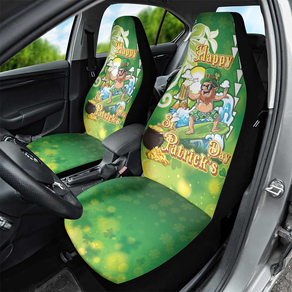 Hawaii Saint Patrick's Day Car Seat Cover Funny Surfing Leprechaun