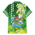 Hawaii Saint Patrick's Day Family Matching Off The Shoulder Long Sleeve Dress and Hawaiian Shirt Funny Surfing Leprechaun