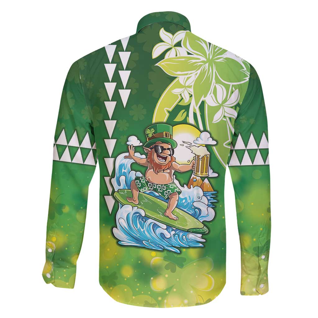 Hawaii Saint Patrick's Day Family Matching Off Shoulder Maxi Dress and Hawaiian Shirt Funny Surfing Leprechaun