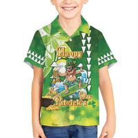 Hawaii Saint Patrick's Day Family Matching Tank Maxi Dress and Hawaiian Shirt Funny Surfing Leprechaun