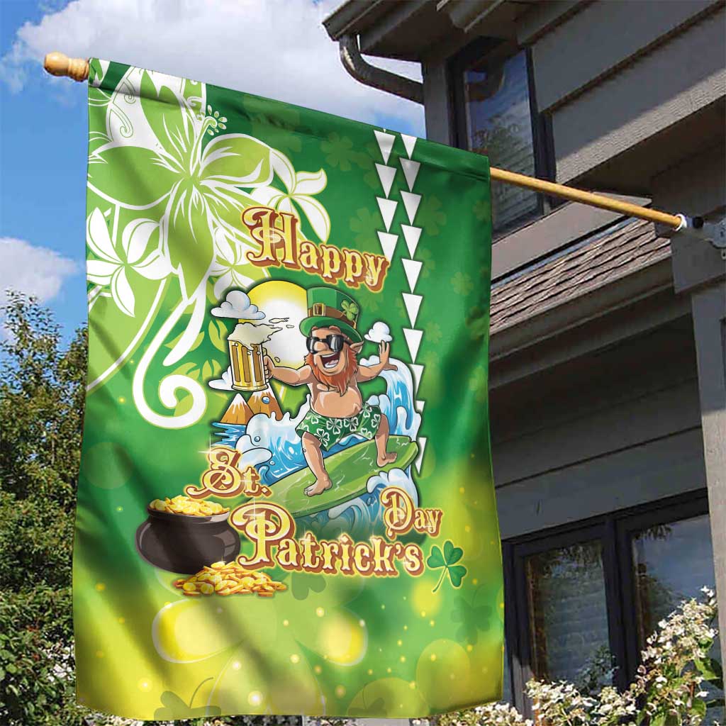 Hawaii Saint Patrick's Day Garden Flag Funny Surfing Leprechaun