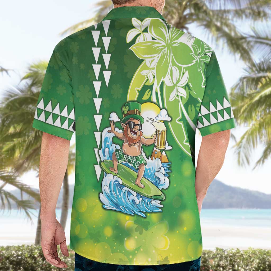 Hawaii Saint Patrick's Day Hawaiian Shirt Funny Surfing Leprechaun