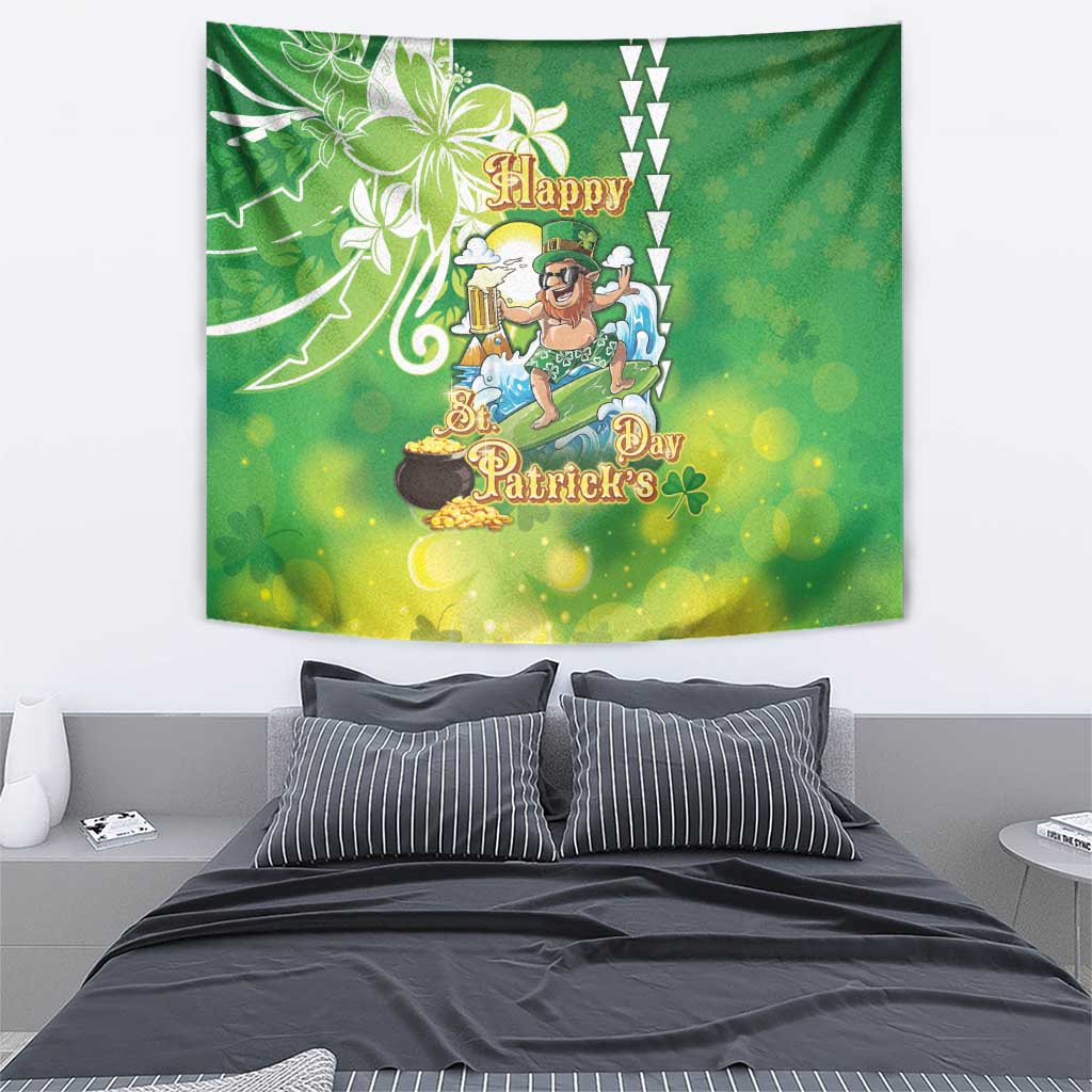 Hawaii Saint Patrick's Day Tapestry Funny Surfing Leprechaun