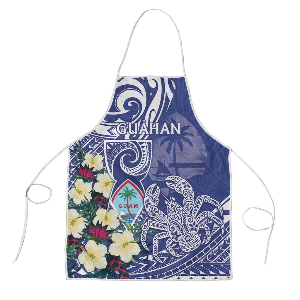Hafa Adai Guam Apron Latte Stone With Coconut Crab LT05 Blue - Polynesian Pride