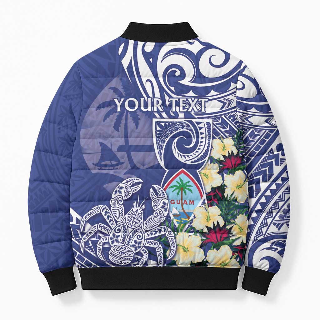 Personalised Hafa Adai Guam Bomber Puffer Jacket Latte Stone With Coconut Crab LT05 - Polynesian Pride