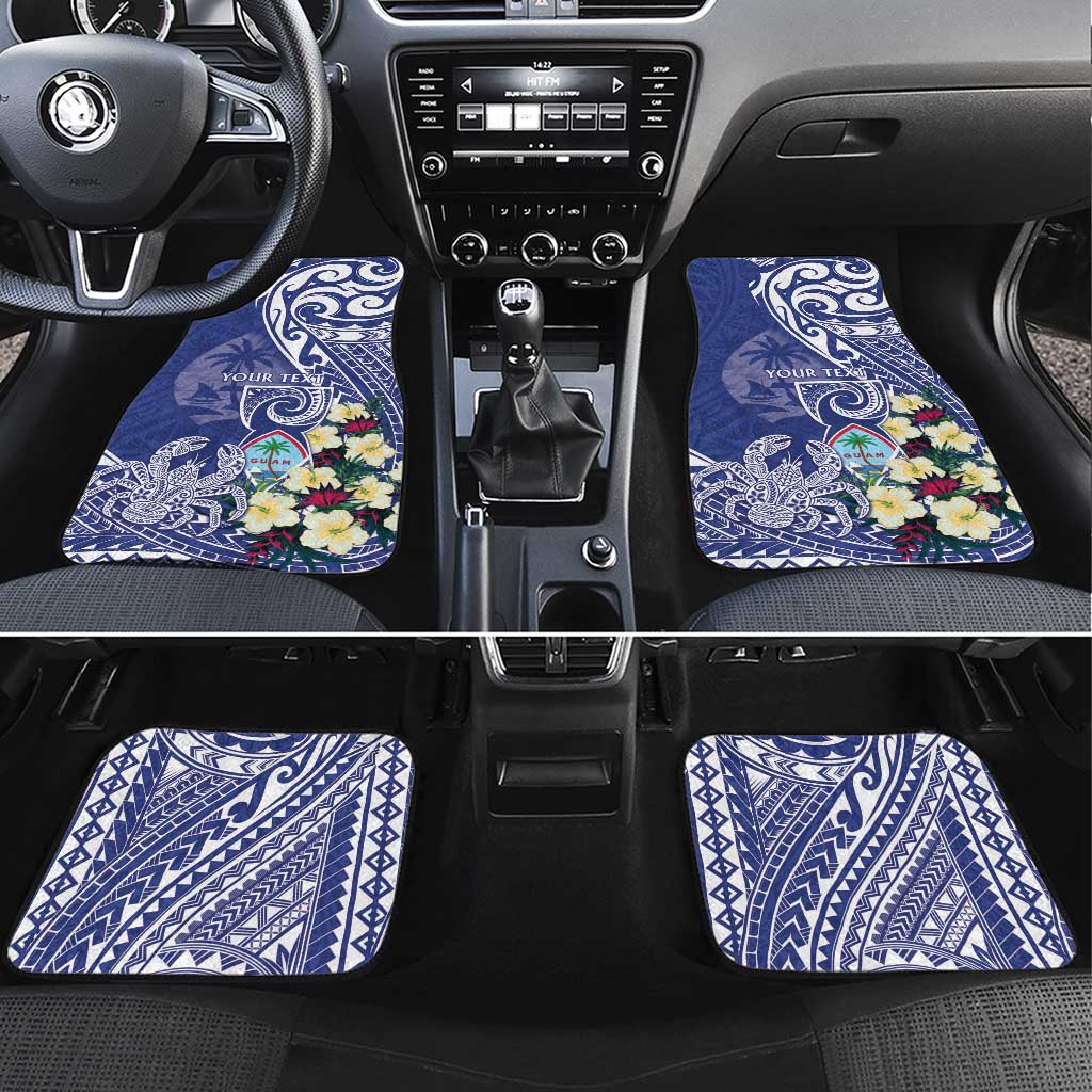 Personalised Hafa Adai Guam Car Mats Latte Stone With Coconut Crab LT05 Set 4pcs Blue - Polynesian Pride