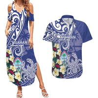 Personalised Hafa Adai Guam Couples Matching Summer Maxi Dress and Hawaiian Shirt Latte Stone With Coconut Crab