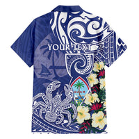 Personalised Hafa Adai Guam Family Matching Off Shoulder Short Dress and Hawaiian Shirt Latte Stone With Coconut Crab LT05 - Polynesian Pride