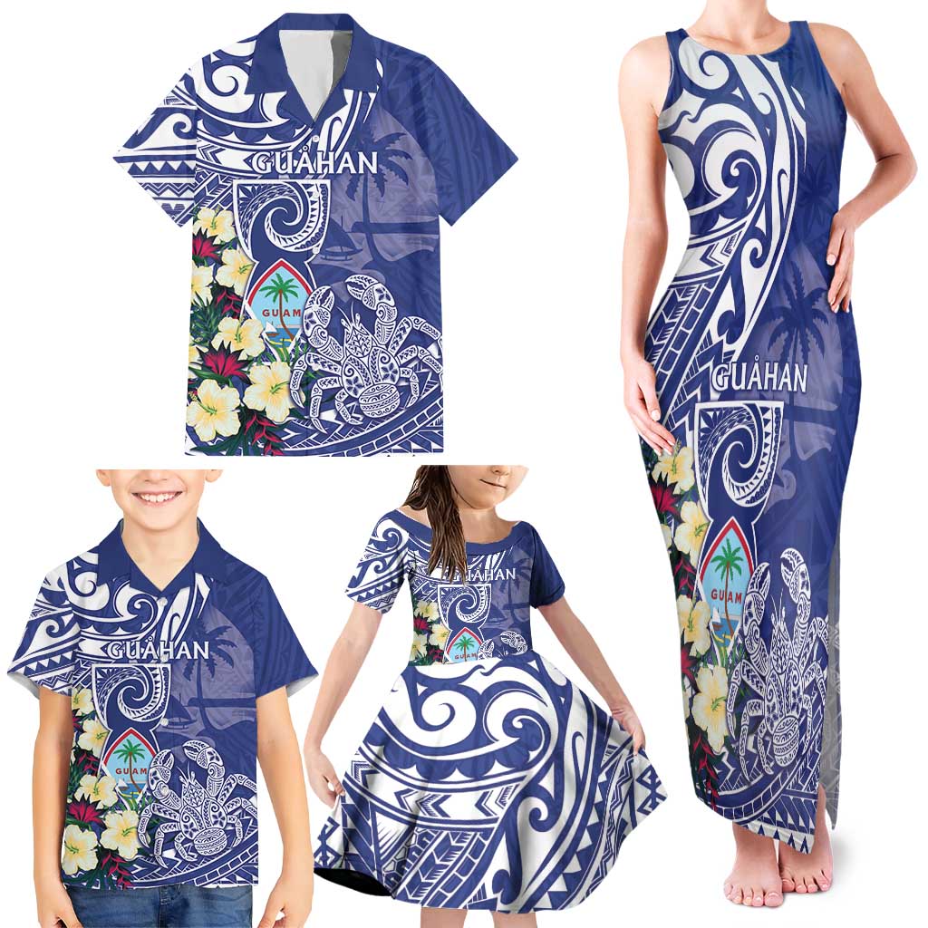Personalised Hafa Adai Guam Family Matching Tank Maxi Dress and Hawaiian Shirt Latte Stone With Coconut Crab LT05 - Polynesian Pride