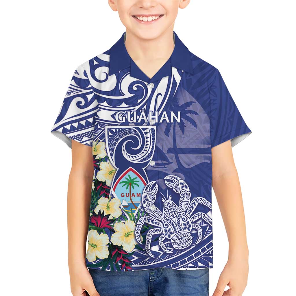 Personalised Hafa Adai Guam Kid Hawaiian Shirt Latte Stone With Coconut Crab
