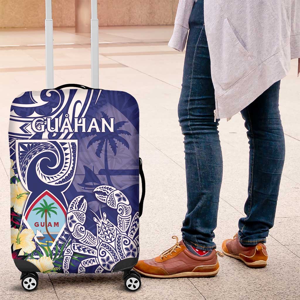 Hafa Adai Guam Luggage Cover Latte Stone With Coconut Crab