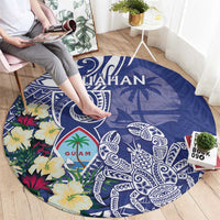 Hafa Adai Guam Round Carpet Latte Stone With Coconut Crab