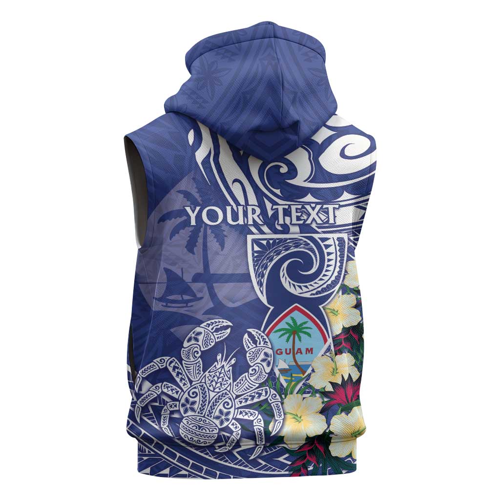 Personalised Hafa Adai Guam Sleeveless Hoodie Latte Stone With Coconut Crab LT05 - Polynesian Pride