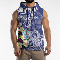 Personalised Hafa Adai Guam Sleeveless Hoodie Latte Stone With Coconut Crab LT05 - Polynesian Pride