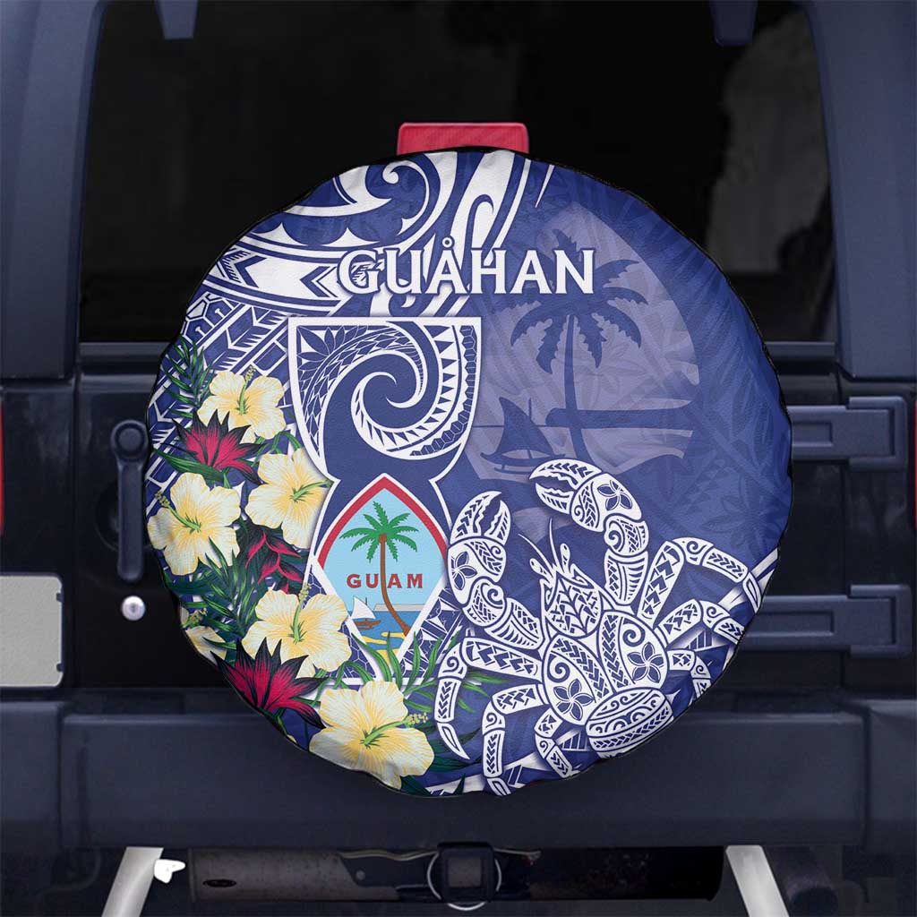 Hafa Adai Guam Spare Tire Cover Latte Stone With Coconut Crab LT05 No hole Blue - Polynesian Pride