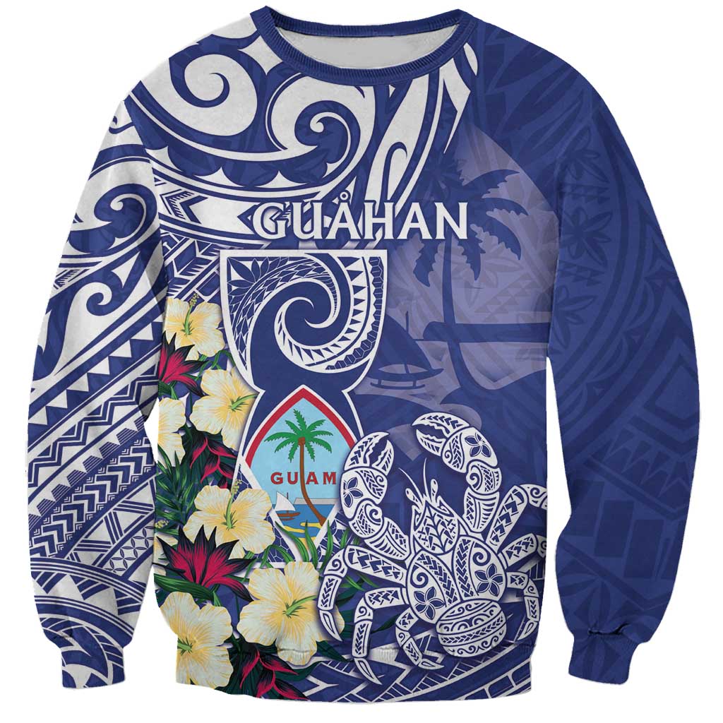 Personalised Hafa Adai Guam Sweatshirt Latte Stone With Coconut Crab