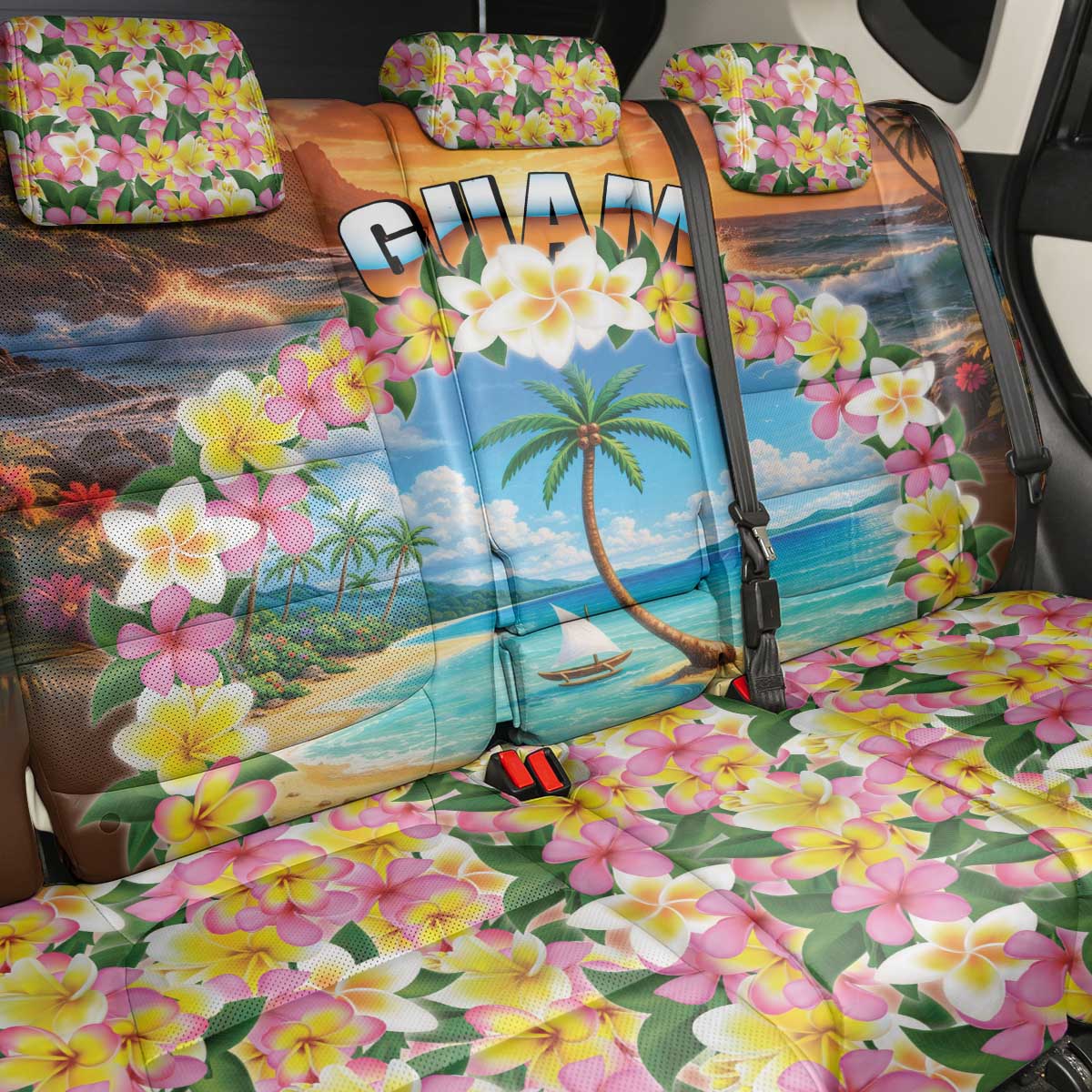 Guam Back Car Seat Cover Eternal Summer Sunset Beach