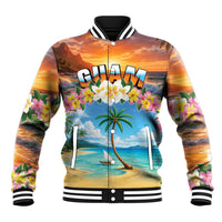 Guam Baseball Jacket Eternal Summer Sunset Beach LT05 Unisex Colorful - Polynesian Pride