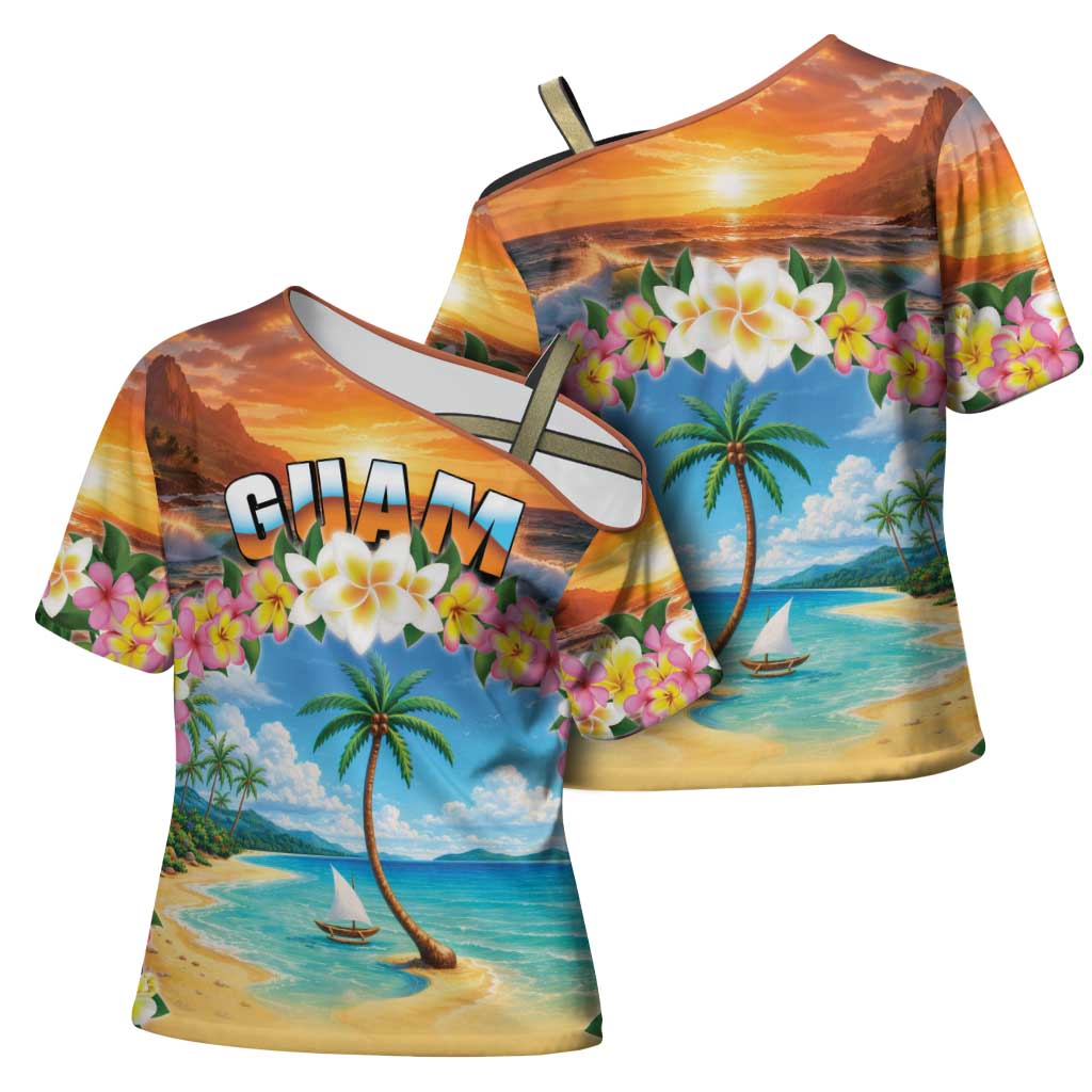 Guam Cross Shoulder Shirt Eternal Summer Sunset Beach