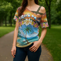 Guam Cross Shoulder Shirt Eternal Summer Sunset Beach
