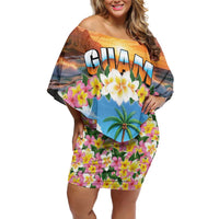 Guam Family Matching Off Shoulder Short Dress and Hawaiian Shirt Eternal Summer Sunset Beach LT05 Mom's Dress Colorful - Polynesian Pride
