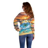 Guam Off Shoulder Sweater Eternal Summer Sunset Beach