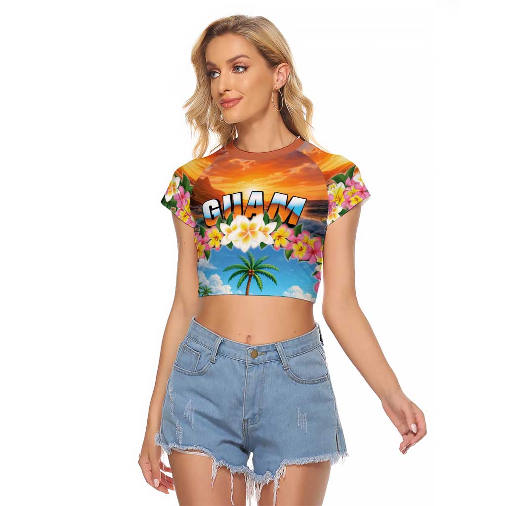 Guam Raglan Cropped T Shirt Eternal Summer Sunset Beach LT05 Female Colorful - Polynesian Pride