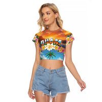 Guam Raglan Cropped T Shirt Eternal Summer Sunset Beach LT05 Female Colorful - Polynesian Pride