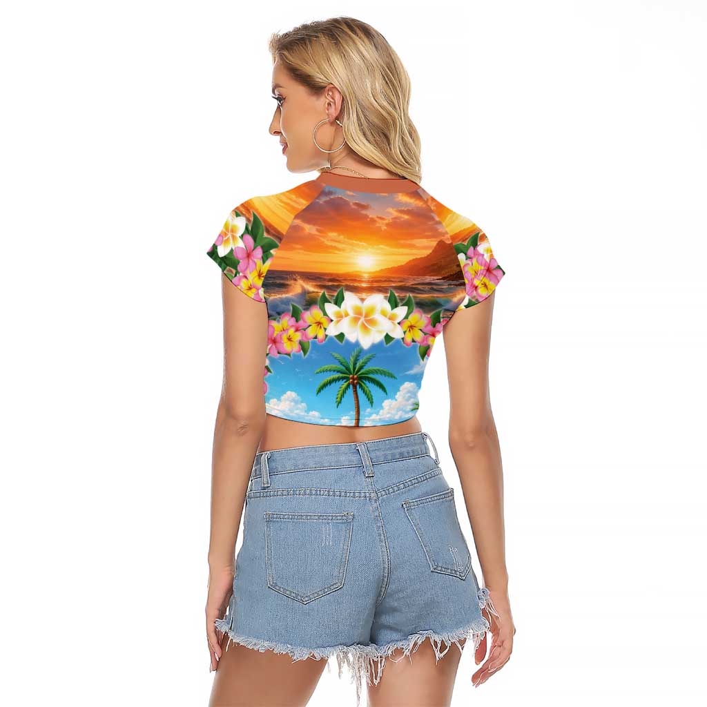 Guam Raglan Cropped T Shirt Eternal Summer Sunset Beach LT05 - Polynesian Pride