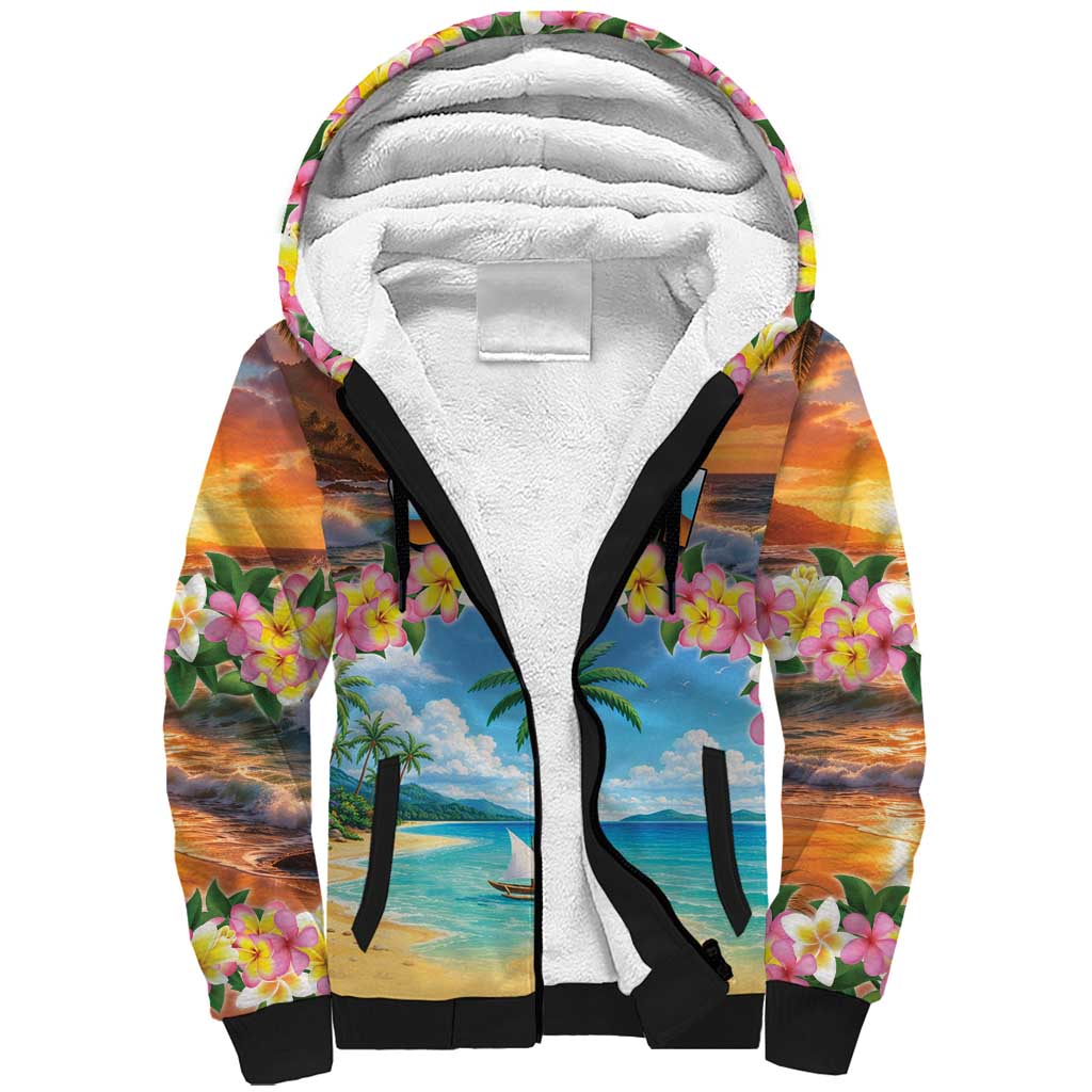 Guam Sherpa Hoodie Eternal Summer Sunset Beach LT05 Unisex Colorful - Polynesian Pride