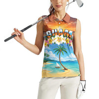 Guam Women Sleeveless Polo Shirt Eternal Summer Sunset Beach LT05 - Polynesian Pride