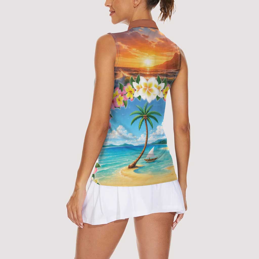 Guam Women Sleeveless Polo Shirt Eternal Summer Sunset Beach LT05 - Polynesian Pride