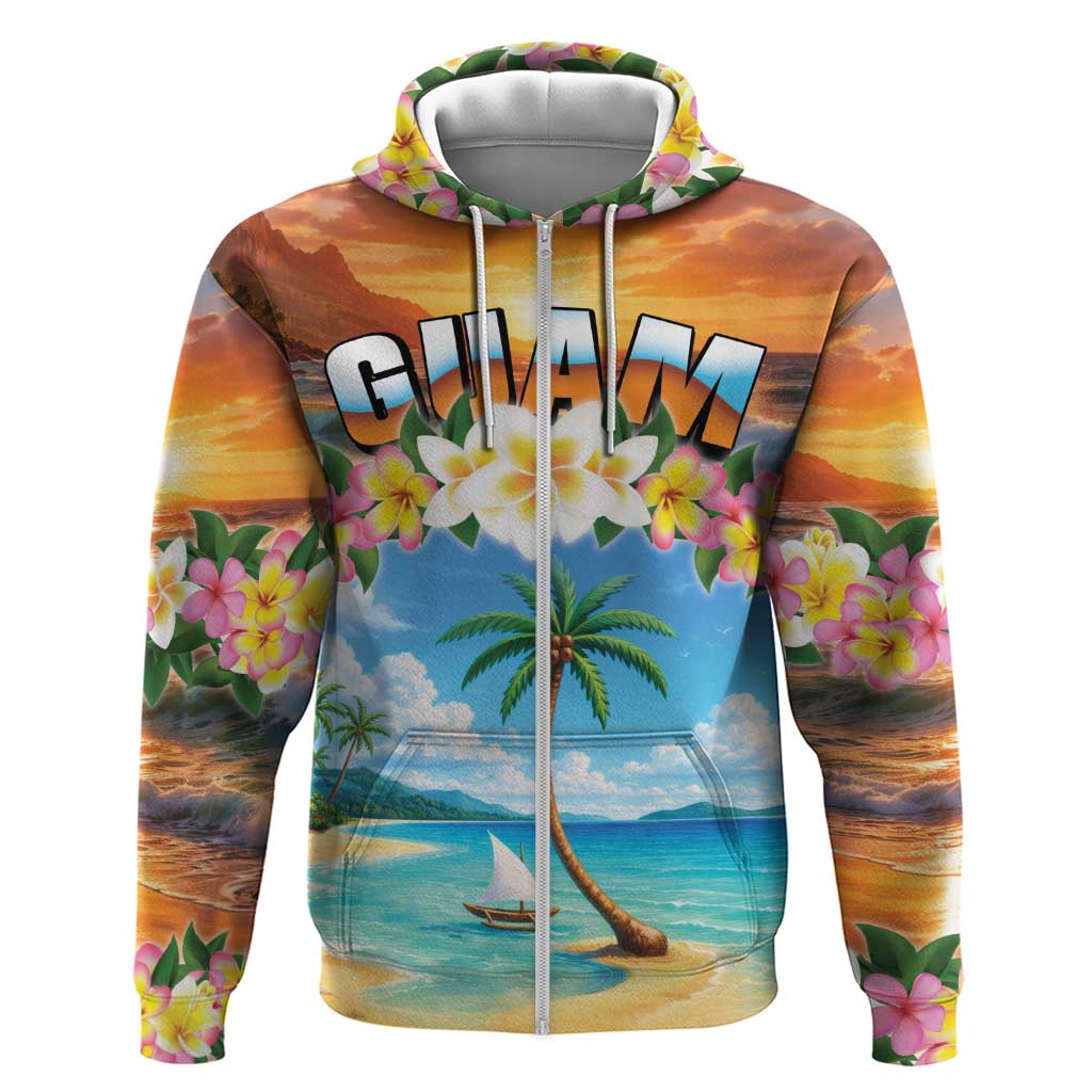 Guam Zip Hoodie Eternal Summer Sunset Beach LT05 Zip Hoodie Colorful - Polynesian Pride