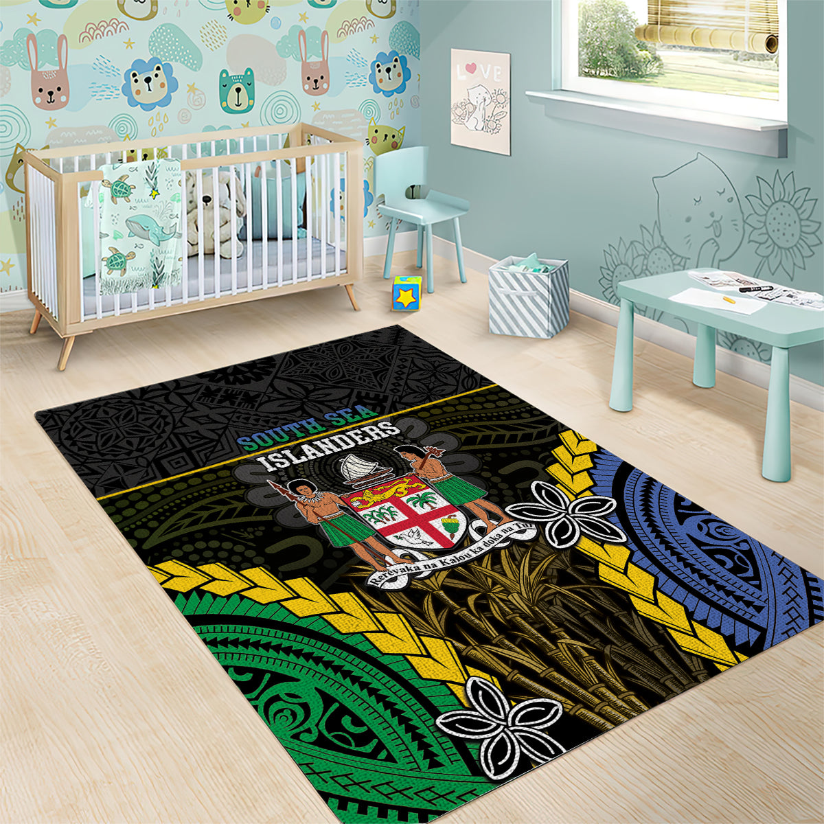 South Sea Islanders And Fiji Area Rug Kanakas Fijian Tapa Pattern