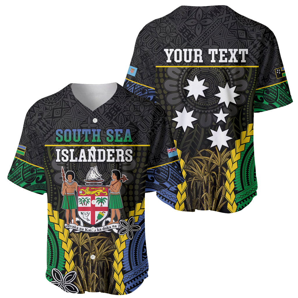Personalised South Sea Islanders And Fiji Baseball Jersey Kanakas Fijian Tapa Pattern