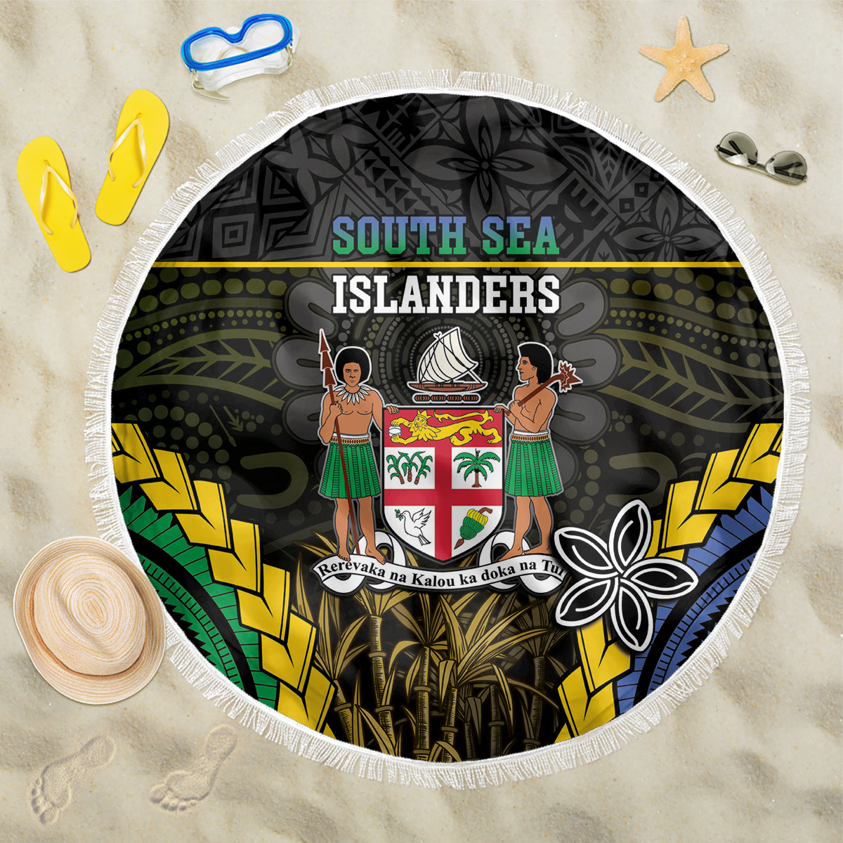 South Sea Islanders And Fiji Beach Blanket Kanakas Fijian Tapa Pattern
