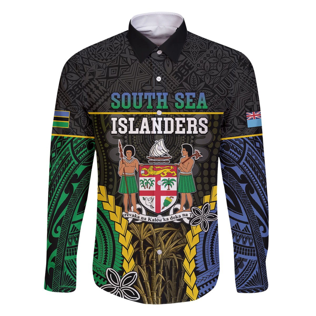 Personalised South Sea Islanders And Fiji Family Matching Long Sleeve Bodycon Dress and Hawaiian Shirt Kanakas Fijian Tapa Pattern