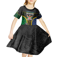 Personalised South Sea Islanders And Fiji Kid Short Sleeve Dress Kanakas Fijian Tapa Pattern