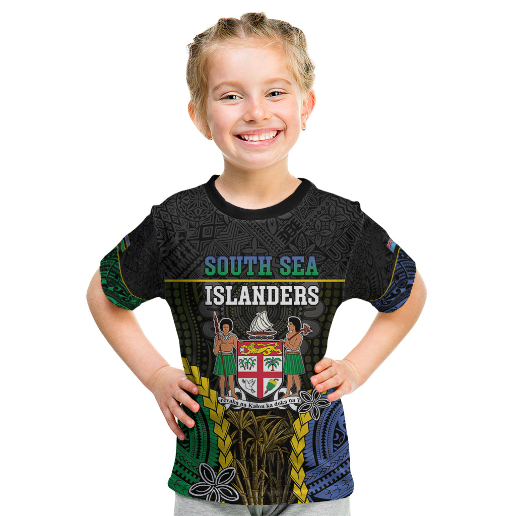 Personalised South Sea Islanders And Fiji Kid T Shirt Kanakas Fijian Tapa Pattern