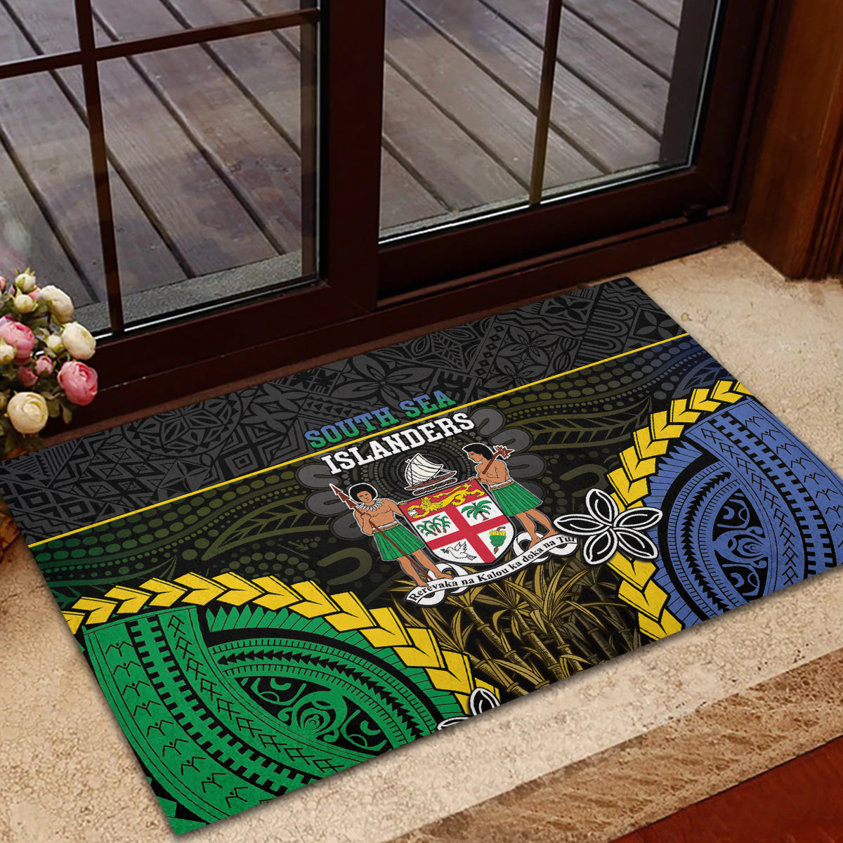 South Sea Islanders And Fiji Rubber Doormat Kanakas Fijian Tapa Pattern