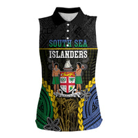 Personalised South Sea Islanders And Fiji Women Sleeveless Polo Shirt Kanakas Fijian Tapa Pattern