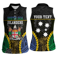 Personalised South Sea Islanders And Fiji Women Sleeveless Polo Shirt Kanakas Fijian Tapa Pattern